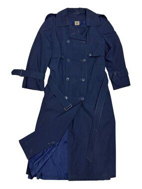 ADA Paris Vintage Trench Coat Blue Business Casual Long Jacket Womens 5/6
